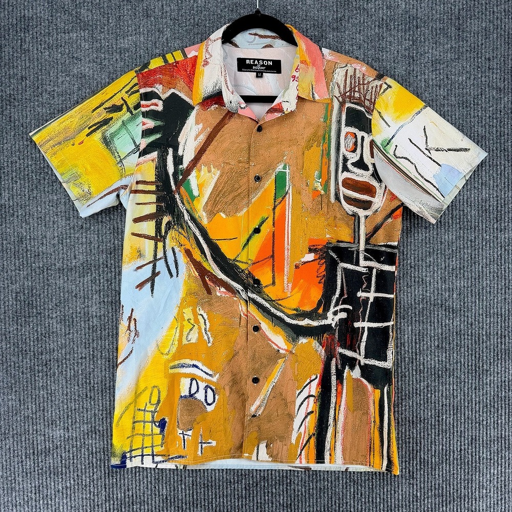 Reason Basquiat mens medium short sleeve button up shirt art deco museum